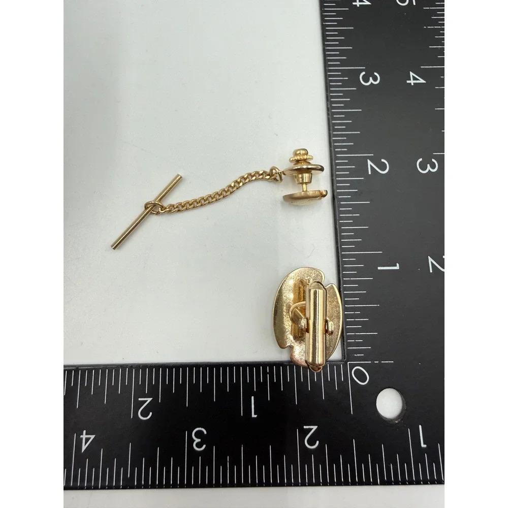 Vintage Hickok Gold Tone Iridescent Inlay Cufflink and Tie Tack Set Mid Century
